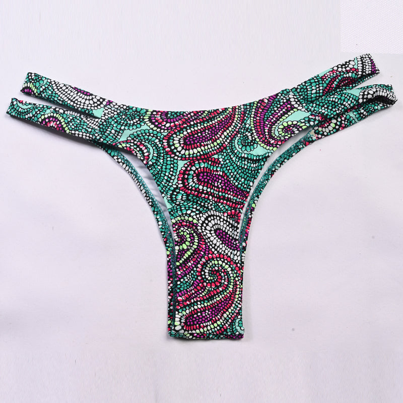 knitted corchet high leg thong bikini (green tribal)