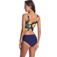 pineapple cropped tank bikini