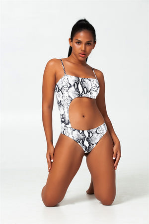 sexy leopard cutout one-piece swimsuit